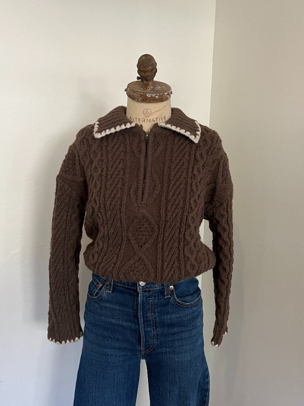 Heartloom | Half Zip Cable Knit Sweater